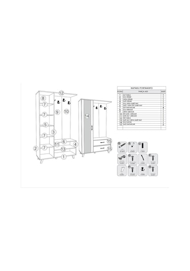 Afillibebek Tamamı Mdf Oslo Kapaklı Ve Aynalı Portmanto Ayakkabılık