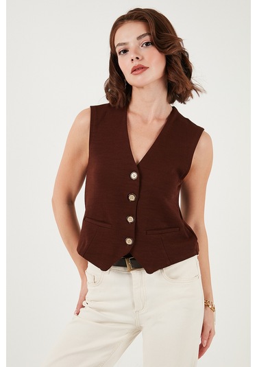 Lela Bayan Yelek 5865971 Kahve Kahve