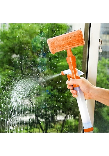 Sones Çok İşlevli Çift Taraflı Temizleme Kazıyıcı Ev Aleti Sprey Su Fırçası Cam Kazıma Aleti Temizleyici Turuncu