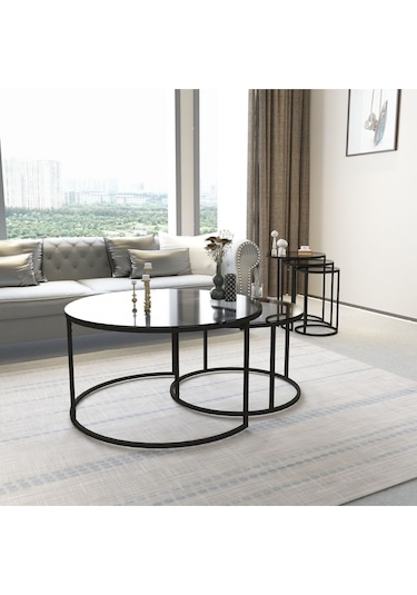 Dekopratik Tokyo İkili Orta Sehpa 60 CM & Alya Üçlü Zigon Sehpa Takımı Metal Füme Camlı Dekopratik Tokyo İkili Orta Sehpa 60 CM & Alya Üçlü Zigon Sehpa Takımı Metal Füme Camlı