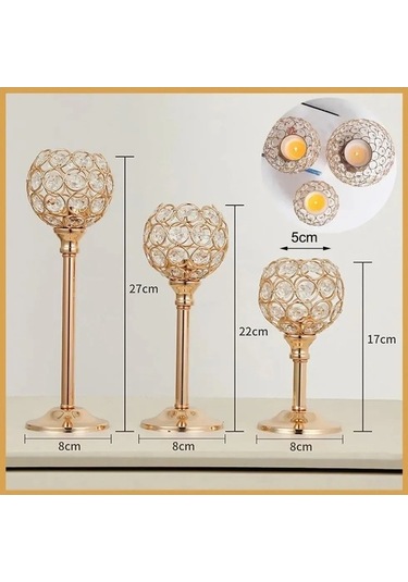 Novahub 3'lü Kristal Şamdan Seti - Lüks Dekor Ve Çok Amaçlı Kullanım, Etkileyici Ambiyans İçin