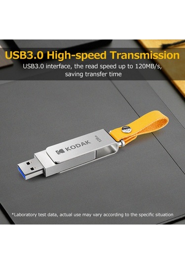 Kodak K133 128g U Disk Metal Taşınabilir Usb Flash Sürücü Su Geçirmez Mini Bellek Çubuğu Araba Kalem Sürücüleri Flashdisk Usb3.0 Gümüş Askılı