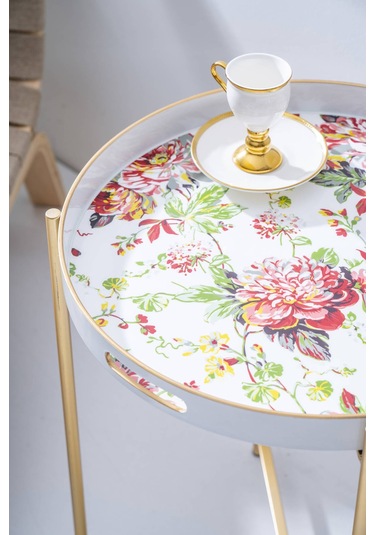 Raya Çıkarılabilir Tepsili Sehpa - 49 Cm Renkli