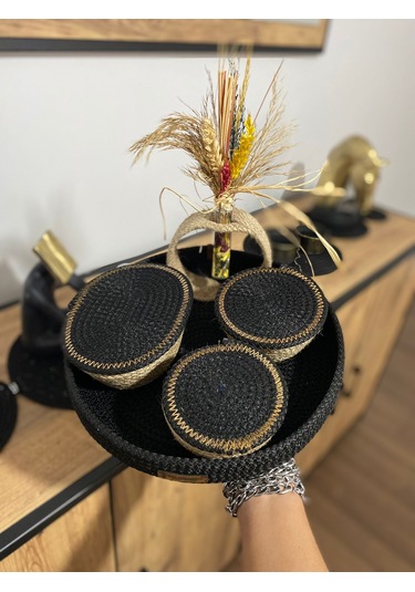 Hasır Sepet, Jüt Ip Sepet, Dekoratif Saklama Kutusu, Hediyelik Sepet, Hasır Sunum Tepsi