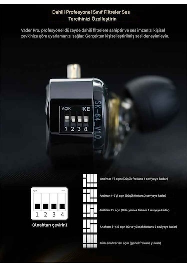 Kz Vader Pro 3dd Iem Bass Versiyon Kulak İçi Kulaklıklık Mikrofonlu Vader Pro
