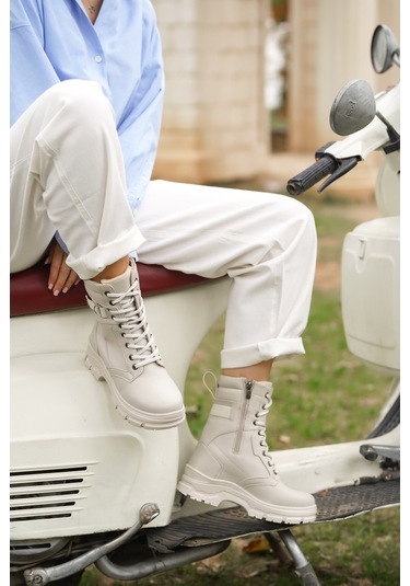 Garantili D529 Soğuk Geçirmez Kadın Günlük Ortopedik Kışlık Bot Bej