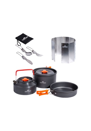 Tencere Tava Çaydanlık Ve Çatal Kaşık Bıçak Seti Katlanır Rüzgar TTC-CKB-RUZ Açık Gri