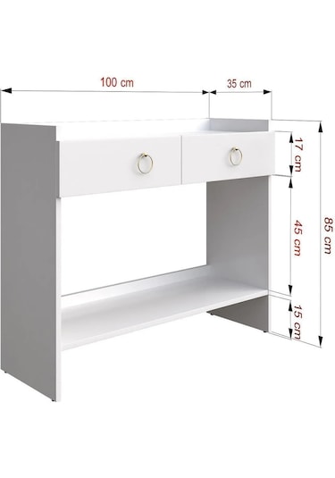 Dufon 2 Kapaklı, Sabit Ayaklı, Dekoratif Dresuar 80 Cm Beyaz