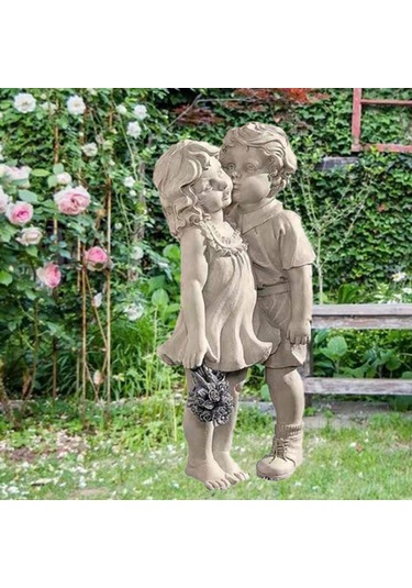 Suntek Bahçe Heykeli Dekorasyon Erkek Ve Kız 15x8x4cm