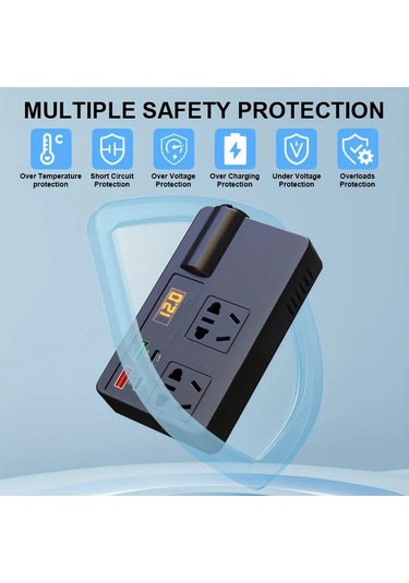 Xuweiwei Otomotiv İnvertörü 220v Saf Sinüs Dalgası Kamyon Kampçılık 30w Usb C Pd Hızlı Şarj Lcd Ekran