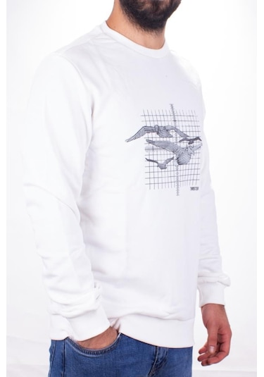 Twister 1915 Ekru Bisiklet Yaka Erkek Sweat Ekru