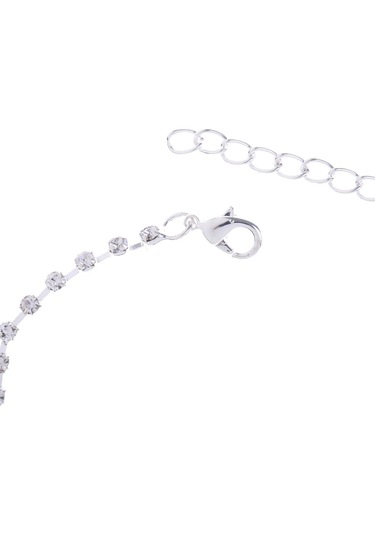 Suntek Köpüklü Kristal Rhinestone Gelin Halhal Toe Ring Plaj Gümüş