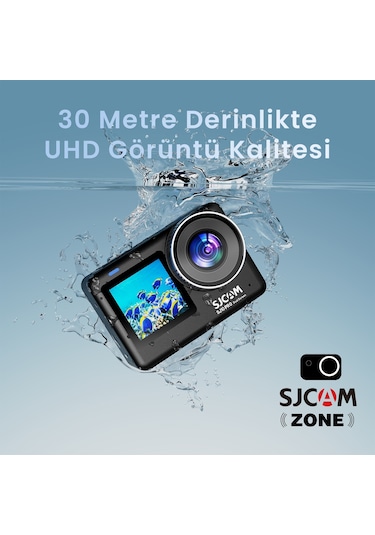 Sjcam SJ10 Pro Dual Screen 20MP 4K60 8X Dijital Zoom 154° 240FPS Kılıfsız 5M Dalış H.265 1300mAh Aksiyon Kamerası Siyah