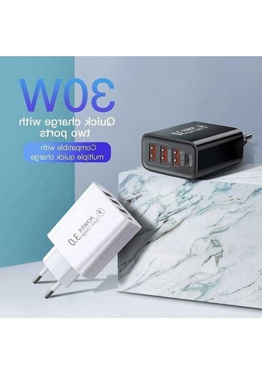 Prestigegoods 60w Usb Şarj Aleti Pd Qc 3.0 4 Port Hızlı Şarj Adaptörü İphone 13 12 11 Samsung Huawei P30 P50 Uyumlu Şarj Cihazı