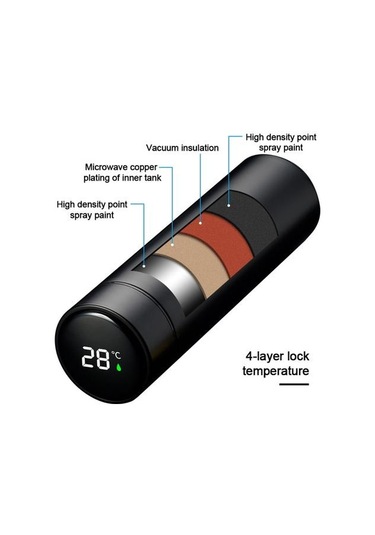 500 Ml Akıllı Su Şişesi Paslanmaz Çelik Termos Fincan Kahve Çay Kupalar Lcd Sıcaklık Ekran Sızdırmaz Spor Vakum Şişeler Su Şişeleri Antrasit - Siyah