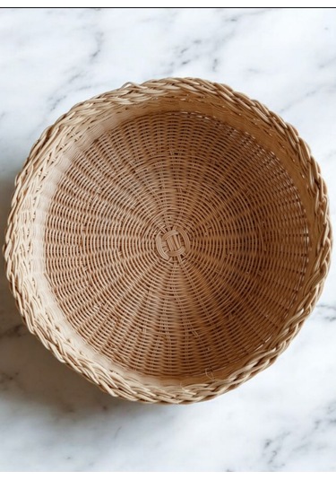 Bambu Rattan Çok Amaçlı Sepet 30cm Bej