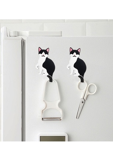 Dancemonkey Cbtx Bbq-029 Karikatür Kedi Köpek Duvar Kancası - Havlu Askı, Traceless Yapışkan Bantlı, Cat C7 Çok Renkli