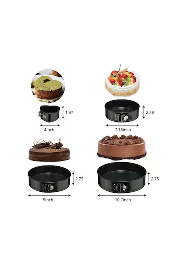 Sones 4'ü 1 Arada 4 İnç /7 İnç /9 İnç /10 İnç 1 Kalp Ve 3 Yuvarlak Pişirme Kabı Kek Kalıpları Fırın Tepsileri