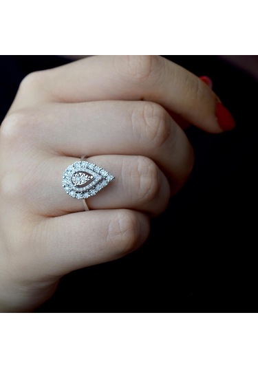 0.37 Ct. Modern Tasarım Damla Pırlanta Yüzük