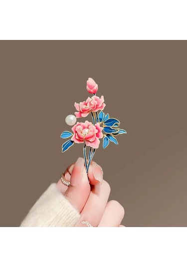 Kadınlar Için Romantik Çiçek Broş Erkekler Moda Gül Şakayık Zambak Iris Bitki Pin Pink Rose Pembe Çok Renkli