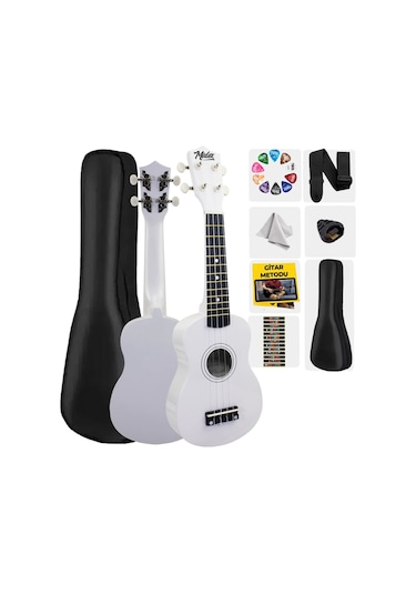 Midex Ukx-901wh Beyaz Soprano Ukulele Askı Çanta Metod Pena