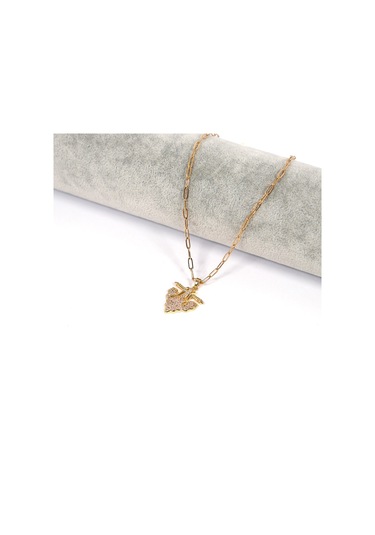 Çelik Kolye Işıltılı Tasarım Kolye - K-128 Altın