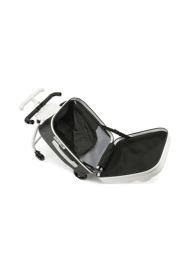 Panda Tasarımlı Oturulabilir Çocuk Valizi Düşme Engelleyici, Seyahat Tipi Bavul Beyaz