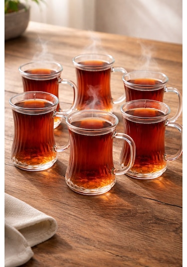 6 Lı Borosilikat İnce Cam Kulplu Pinterest Çay Bardağı Bardak Şeffaf