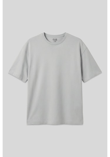 Oversize Fit Basic 2li Paket Taş-açık Yeşil Erkek T-shirt - 88353 Yeşil - Gri