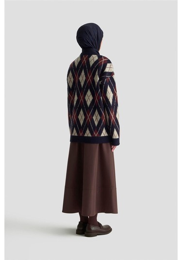 Armine Baklava Desenli Kazak 25kd6004 Lacivert Lacivert