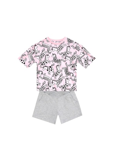 Denokids Mushi Unicorn Gang Kız Çocuk T-shirt Şort Takım Çok Renkli