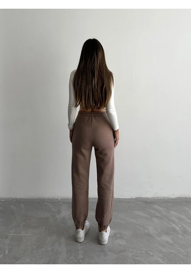 3 İplik Şardonlu Paça Lastikli Eşofman Vizon İs001 Vizon