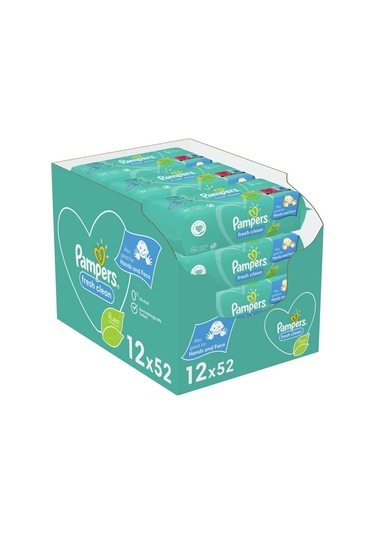 Prima Pampers Baby Yenidoğan Fresh Clean Islak Havlu 52x12 Adet 624 Yaprak 12'li Set