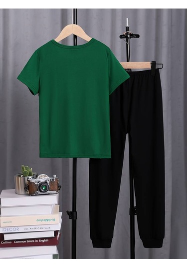 Beyaz Fs Baskılı Siyah Kargo Eşofman Takımı Yeşil