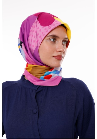 Tarzını Seç Grafik Rüzgarı Model Eşarp 100x100 Cm Renkli