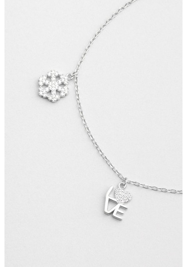 Yaz Aşkı 18 Ayar Beyaz Altın Kaplama 24 Cm Gümüş Hal Hal Beyaz