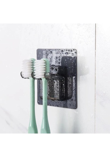 Honmex Banyo Fırça Tutucu Seti, Plastik Materyal, 2 Adet, Otomatik Yapışkan Montaj, Sıcaklık Ve Suya Dayanıklı Gri