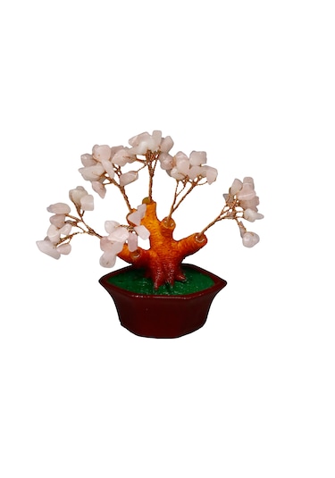 Pembe Kuvars Doğal Taşlı Bonsai Hayat Ağacı - Aşk Ve Pozitif Ener
