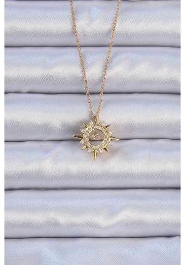 316l Çelik Zincir Altın Renk Zirkon Taşlı Parlayan Yıldız Kolye Çok Renkli