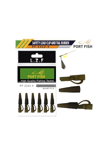 Portfish 2322-5 Safety Lead Clip And Tail Rubber 6 Adet Standart