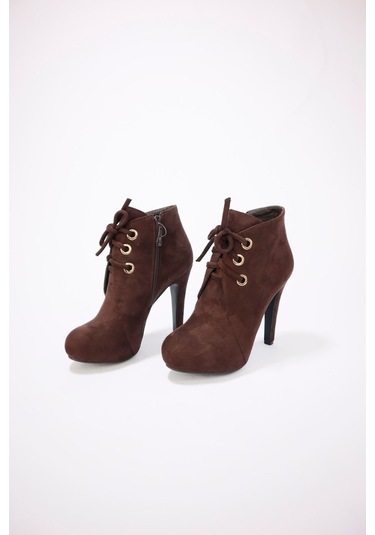 Kadın Nubuk Uzun Topuklu Ayakkabı Kahverengi