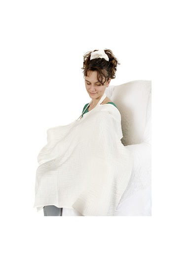 4 Katlı Iç Göstermez Pamuk Müslin Bebek Emzirme Önlüğü Beyaz