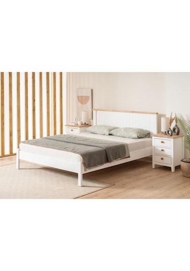 Flora Modern Inci Beyaz Çift Kişilik Karyola