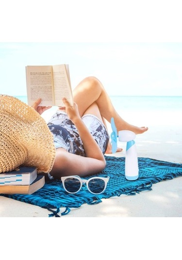 Mini El Fanı Taşınabilir Soğutma Fanı Dış Mekan Için Elektrikli Fan 0737 Mavi