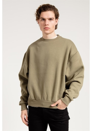 Jahr Marc Basic Oversize Haki Erkek Sweatshirt Haki