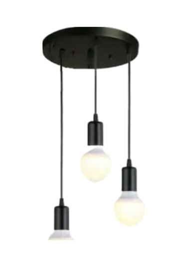 Dylight Retro 3 Lü Sarkıt Dekoratif Siyah Metal Avize