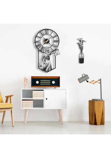 50X30 Dekoratif Duvar Saati + Ahşap Tablo 35 Cm (487866274) Siyah