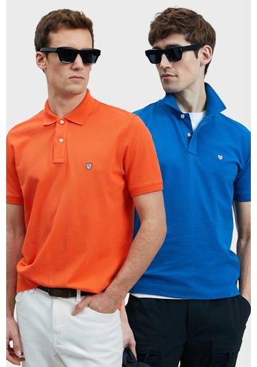 Lufian Erkek T Shirt 111040206s2 Saks-turuncu Lacivert - Turuncu