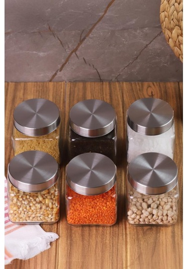 Atbyhome Metal Kapaklı 6'lı Borosilikat Cam Kavanoz Baharatlık 570 ML
