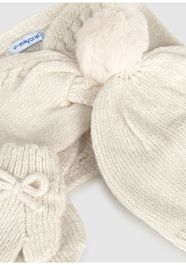 Mayoral Krem Bebek Bere Atkı Eldiven Takım 10019 Krem